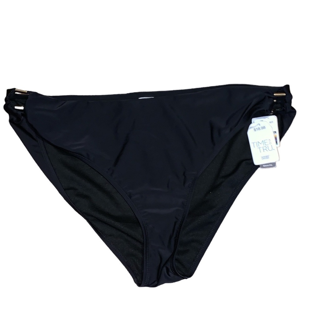 NWT 1X bikini bottoms 16X 18W black gold hardware plus size bathing suit swim